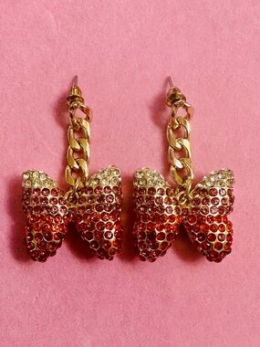 Rhinestone Bow Dangle Earrings